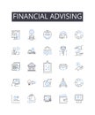 Financial advising line icons collection. eporter, Writer, Journalist, Blogger, Newsman, Broadcaster, Commentator vector Royalty Free Stock Photo