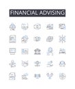 Financial advising line icons collection. Wealth management, Investment consulting, Fiscal counseling, My management