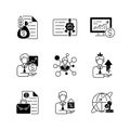 Financial advisor black linear icons set