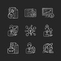 Financial advisor chalk white icons set on black background