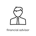 Financial Advisor icon. Trendy modern flat linear vector Financial Advisor icon on white background from thin line Professions co Royalty Free Stock Photo