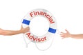 Financial Advisor life buoy ring reaching hands Royalty Free Stock Photo