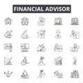 Financial advisor line icons, signs, vector set, outline illustration concept