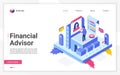 Financial advisor vector isometric landing page template