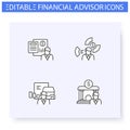 Financial advisory line icon set. Editable