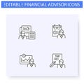 Financial advisory line icon set. Editable