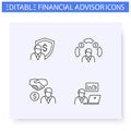 Financial advisory line icon set. Editable