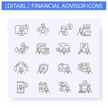 Financial advisory line icon set. Editable