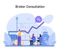 Financial Advisory set. Engaging broker consultation for investment
