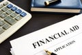 Financial aid application on a desk. Student loan. Royalty Free Stock Photo