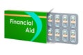 Financial Aid concept, Pack of dollars as pills in blister pac. 3D rendering