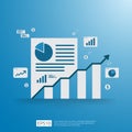 Financial Analysis business, financial statistic and management concept. Workplace desk top view with grow up chart bar document,