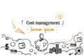 Financial analysis cost management concept sketch doodle horizontal isolated copy space