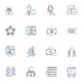 Financial analysis line icons collection. Profitability, Liquidity, Solvency, Efficiency, Ratios, Forecasting, Valuation