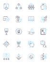 Financial Analysis linear icons set. Profitability, Liquidity, Solvency, Efficiency, Growth, Revenue, Cash flow line