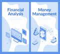 Financial analysis money management concept, isometric set