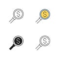 The financial analysis vector icon in line style, glyph, Lineal color. Finance, money and online banking sign Royalty Free Stock Photo