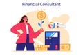 Financial analyst or consultant. Young female character counseling