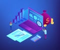 Income statement isometric 3D concept illustration. Royalty Free Stock Photo