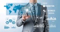 Financial Analytics and Digital Strategy Interface with Confident Businessman Royalty Free Stock Photo