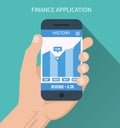 Financial application. Smart phone with business