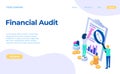 Financial audit service concept analysing chart landing page