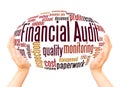 Financial audit word cloud hand sphere concept Royalty Free Stock Photo