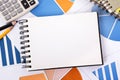 Financial accounts background blank notebook copy space Royalty Free Stock Photo