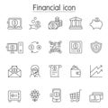 Financial & Banking icon set in thin line style Royalty Free Stock Photo