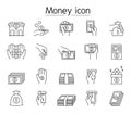 Financial & banking icon set in thin line style Royalty Free Stock Photo