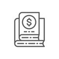 Financial books, business literature line icon.