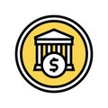 financial building bank sign color icon vector illustration