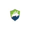 Financial bull shield shape concept logo design. Royalty Free Stock Photo