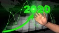 Financial and business chart - Business background - graph and ascending arrow with year 2020 lettering in green colour Royalty Free Stock Photo