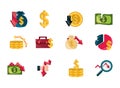 Financial business crisis economy money stock market crash icons set isolated icon Royalty Free Stock Photo