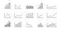 Financial business diagram, charts, numbers. Vertical bar, line and pie graphs, charts. Black and white design. Vector Royalty Free Stock Photo