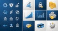 Financial and Business Icons Set with Growth, Security, and Currency Concepts Royalty Free Stock Photo