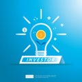 financial business investor funding concept with grow money coin plant on idea light illustration. Return on investment ROI or Royalty Free Stock Photo