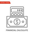 Financial Calculate Icon. Thin Line Vector Illustration