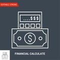 Financial Calculate Icon. Thin Vector Illustration