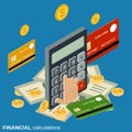 Financial calculations flat isometric vector concept