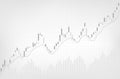 Financial candles uptrend stock chart, with indicators are on white background. Bull market. Vector illustration Royalty Free Stock Photo