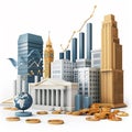 Financial capital markets icon on white background Royalty Free Stock Photo