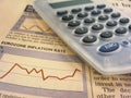 Financial chart and calculator Royalty Free Stock Photo