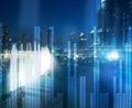 Financial chart on dubai background. Royalty Free Stock Photo