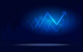 Financial chart with moving up arrow graph in stock market on dark blue color background.illustration
