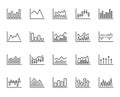 Financial charts line icons. Candle stick graph. Vector