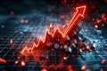 Financial collapse 3D chart shatters, bold red arrow plummets dramatically Royalty Free Stock Photo