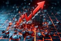 Financial collapse 3D chart shatters, bold red arrow plummets dramatically Royalty Free Stock Photo