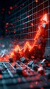 Financial collapse 3D chart shatters, bold red arrow plummets dramatically Royalty Free Stock Photo